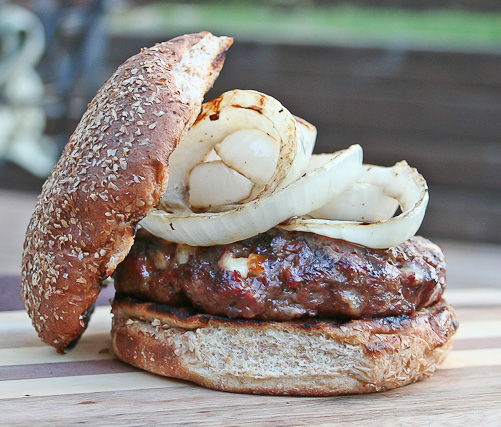 Pancetta-Gruyere Burger with Grilled Vidalia Onions