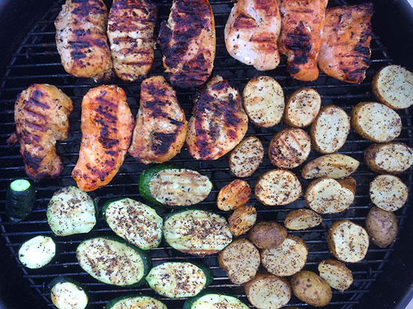 BBQ Zucchini, Potatoes, and Chicken